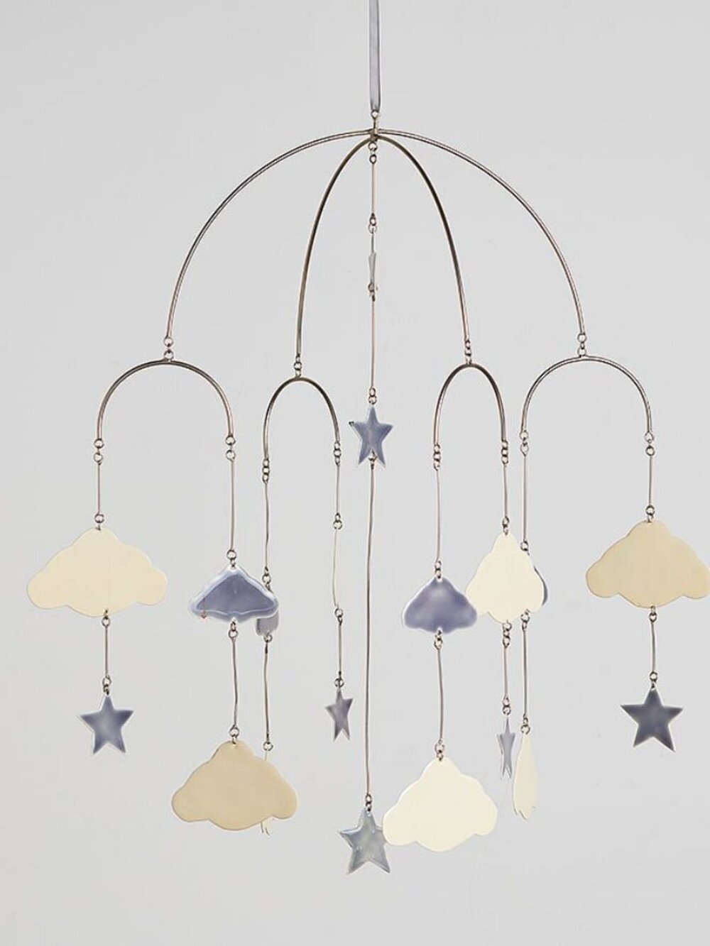 Pottery Barn Kids Stars & Clouds Nursery Ceiling Mobile - Gray/White EUC